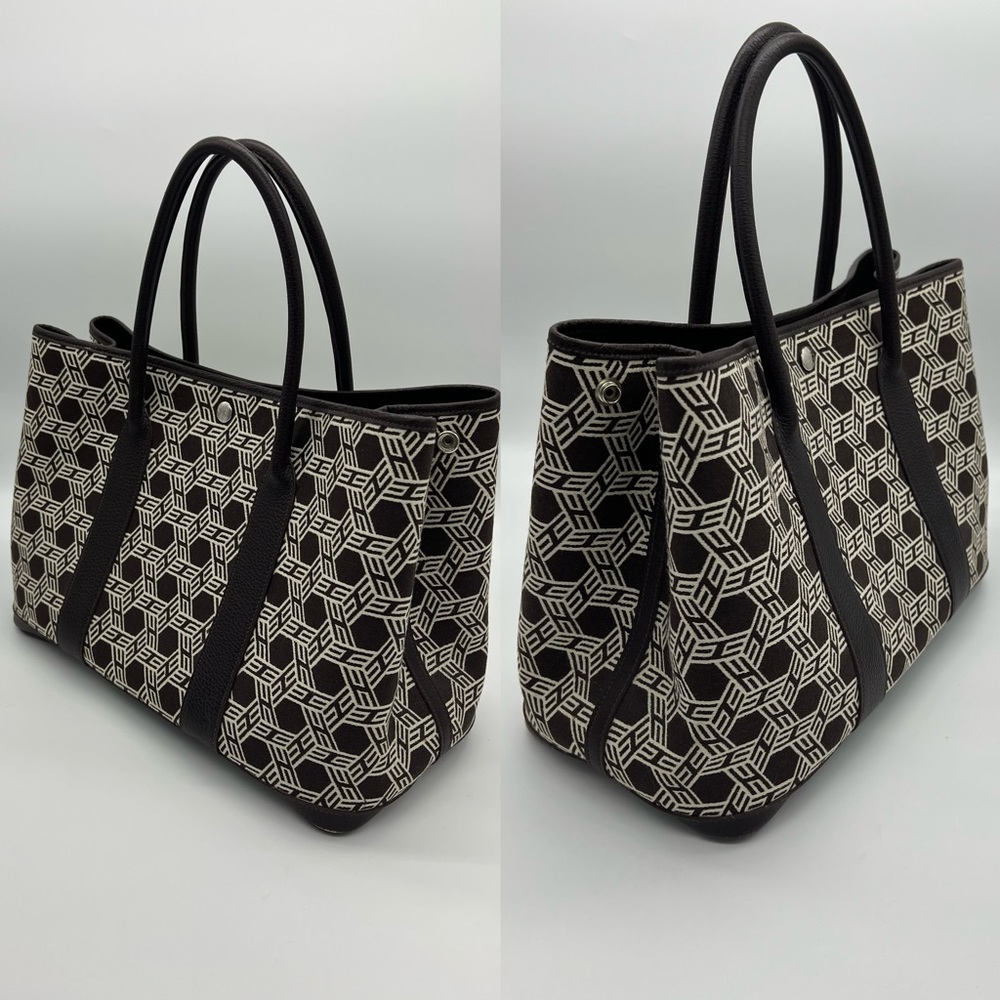 Authentic Hermès canvas/ brown leather Garden party 36 - Picture 5 of 17